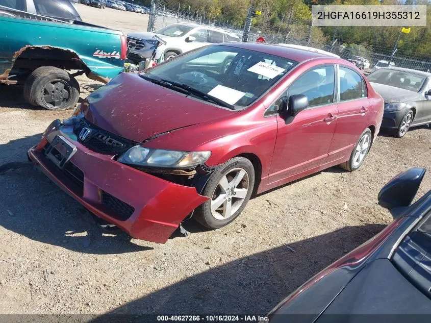 2009 Honda Civic Lx-S VIN: 2HGFA16619H355312 Lot: 40627266