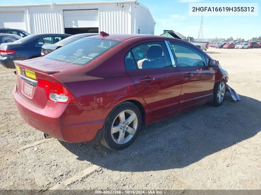 2009 Honda Civic Lx-S VIN: 2HGFA16619H355312 Lot: 40627266