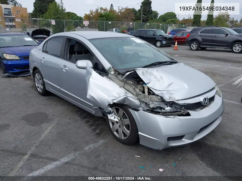 2009 Honda Civic Lx VIN: 19XFA16549E034348 Lot: 40632251