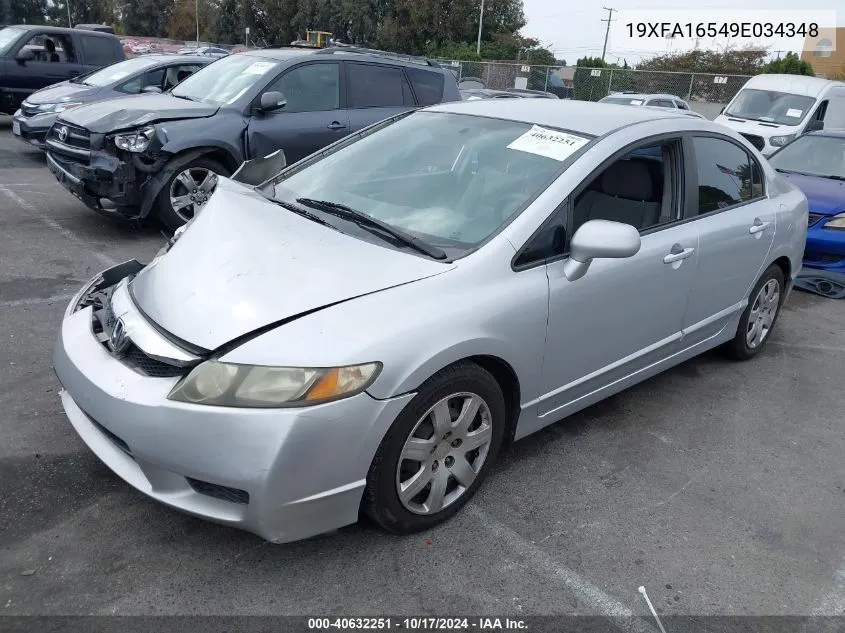 2009 Honda Civic Lx VIN: 19XFA16549E034348 Lot: 40632251