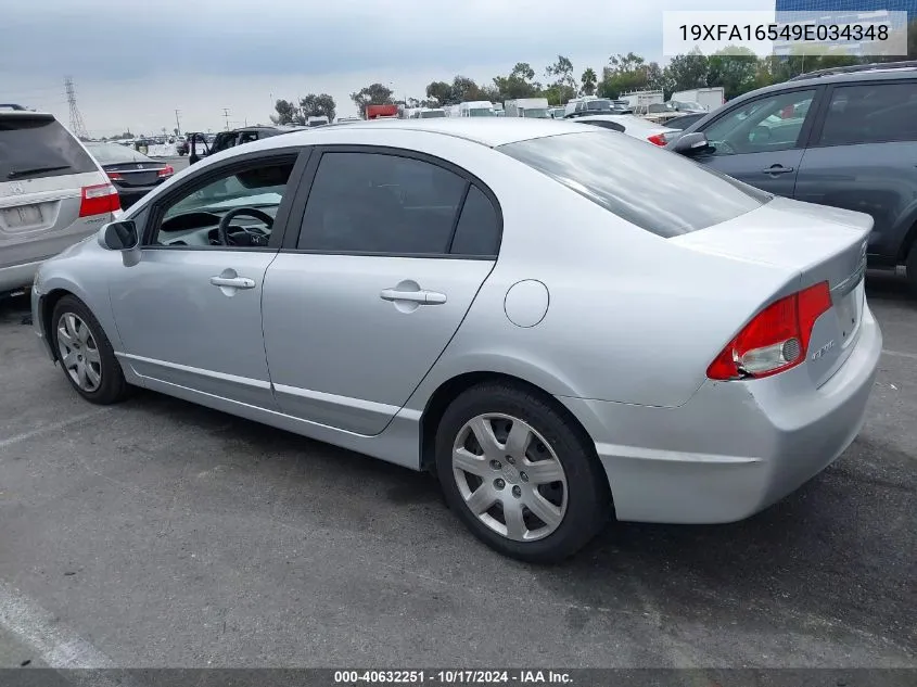 2009 Honda Civic Lx VIN: 19XFA16549E034348 Lot: 40632251