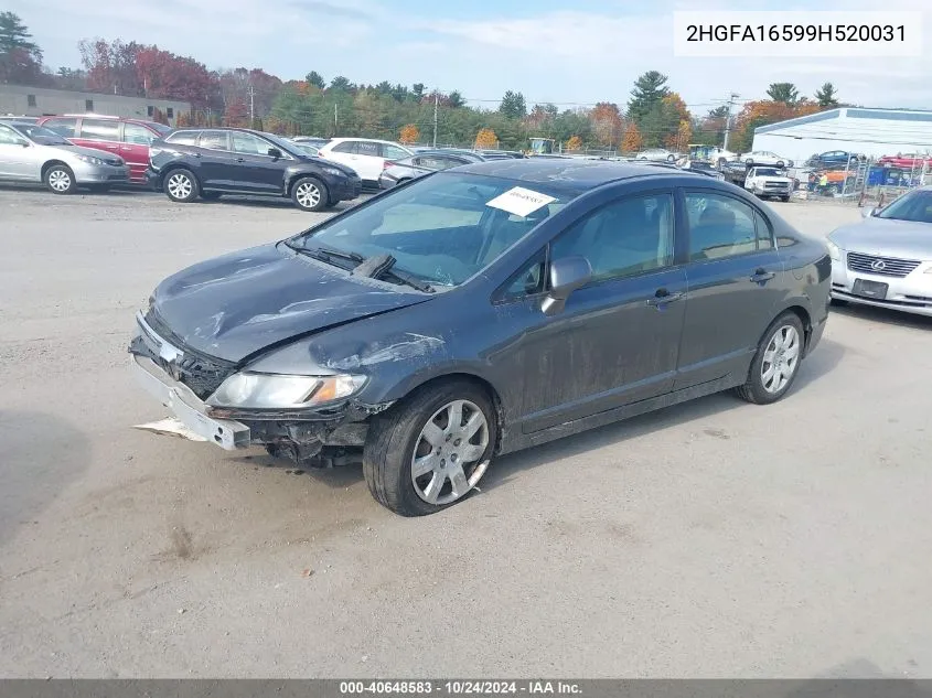 2009 Honda Civic Lx VIN: 2HGFA16599H520031 Lot: 40648583