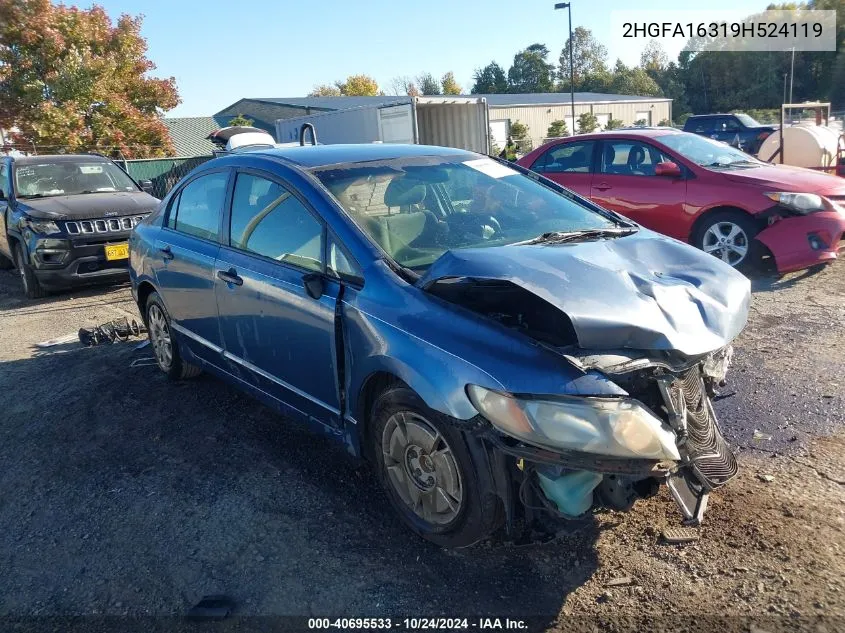 2009 Honda Civic Vp VIN: 2HGFA16319H524119 Lot: 40695533