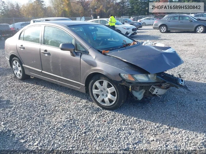 2009 Honda Civic Lx VIN: 2HGFA16589H530842 Lot: 40706137