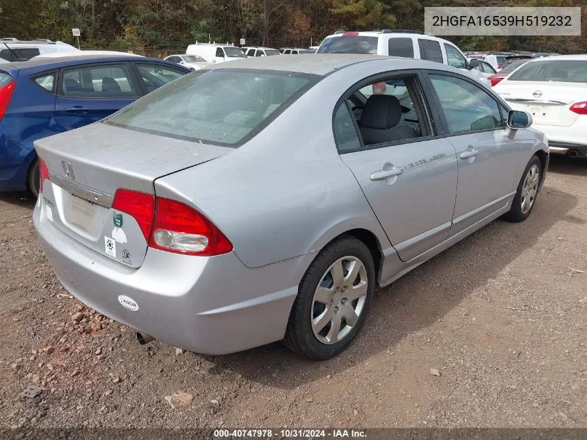 2009 Honda Civic Lx VIN: 2HGFA16539H519232 Lot: 40747978