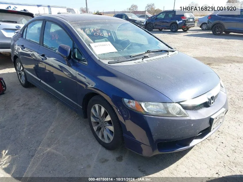 2009 Honda Civic Ex VIN: 1HGFA16829L001920 Lot: 40750814