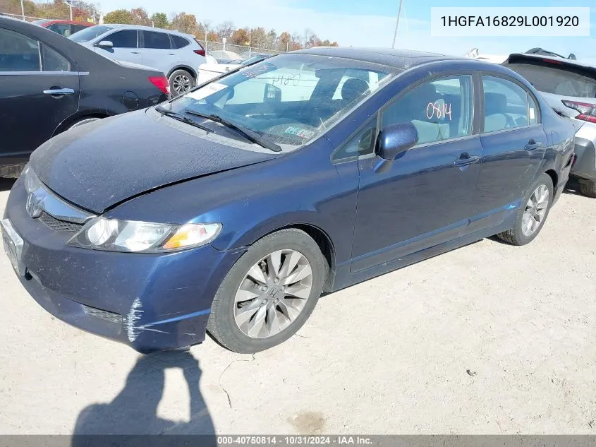 2009 Honda Civic Ex VIN: 1HGFA16829L001920 Lot: 40750814