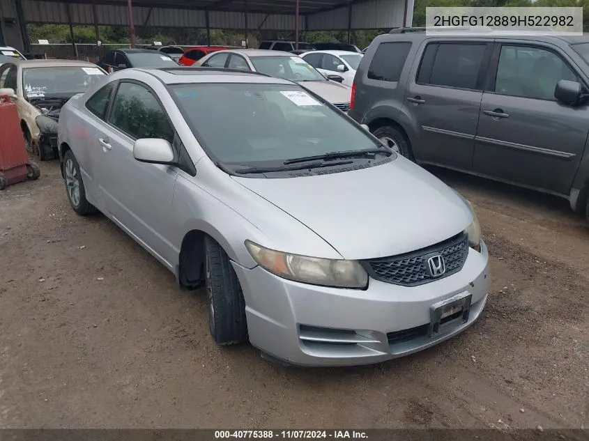 2009 Honda Civic Ex VIN: 2HGFG12889H522982 Lot: 40775388