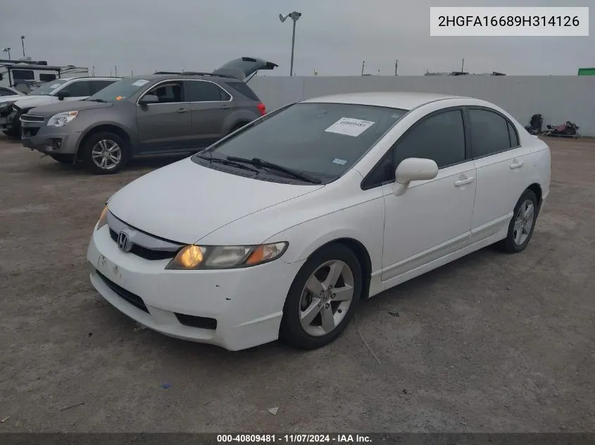 2009 Honda Civic Lx-S VIN: 2HGFA16689H314126 Lot: 40809481