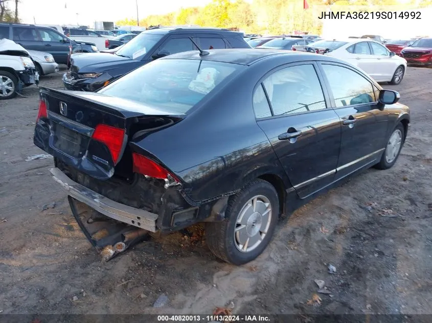 2009 Honda Civic Hybrid VIN: JHMFA36219S014992 Lot: 40820013