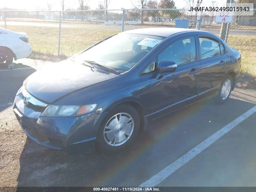 2009 Honda Civic Hybrid VIN: JHMFA36249S015943 Lot: 40827481