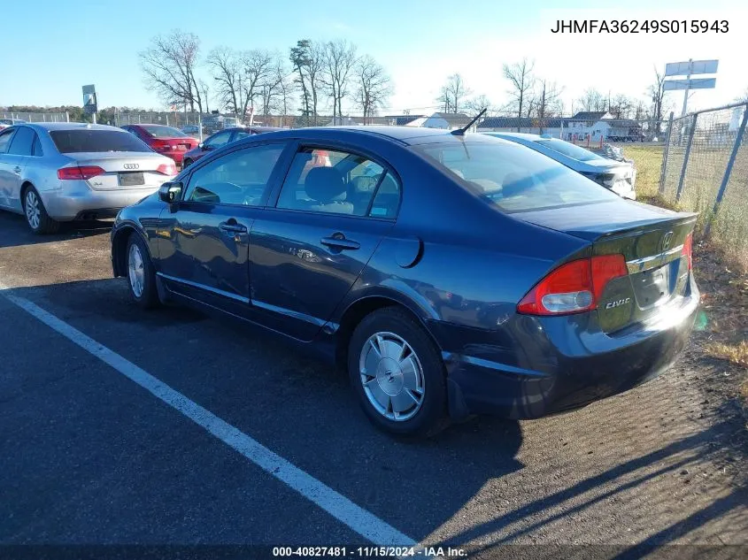 2009 Honda Civic Hybrid VIN: JHMFA36249S015943 Lot: 40827481