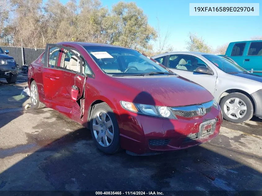 2009 Honda Civic Lx VIN: 19XFA16589E029704 Lot: 40835465