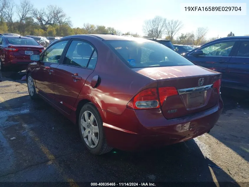 2009 Honda Civic Lx VIN: 19XFA16589E029704 Lot: 40835465