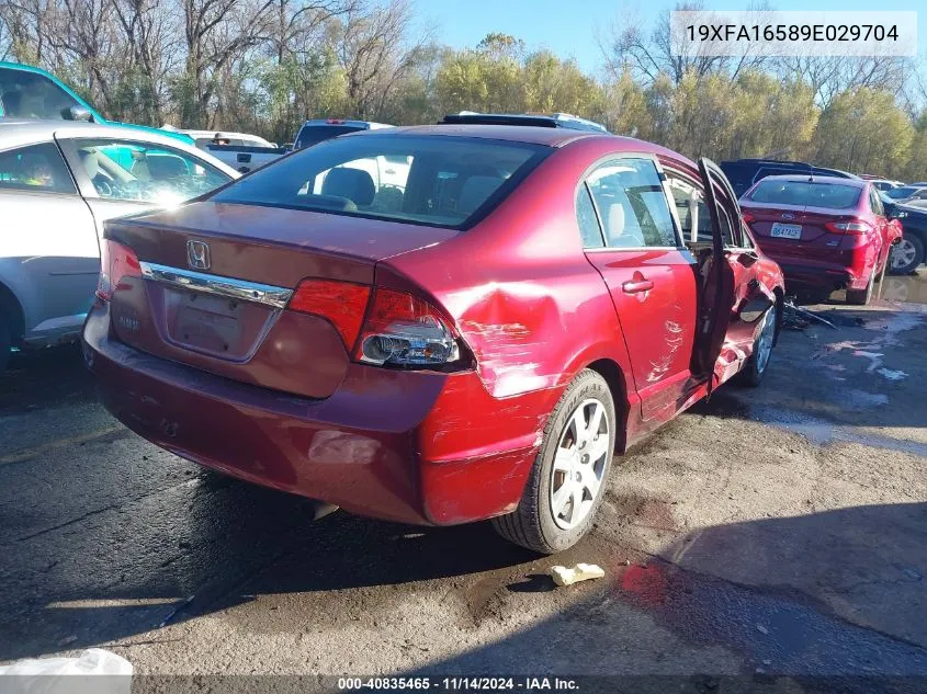 2009 Honda Civic Lx VIN: 19XFA16589E029704 Lot: 40835465