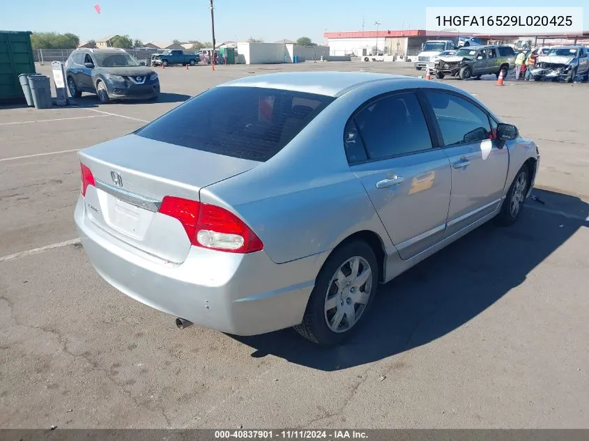 2009 Honda Civic Lx VIN: 1HGFA16529L020425 Lot: 40837901