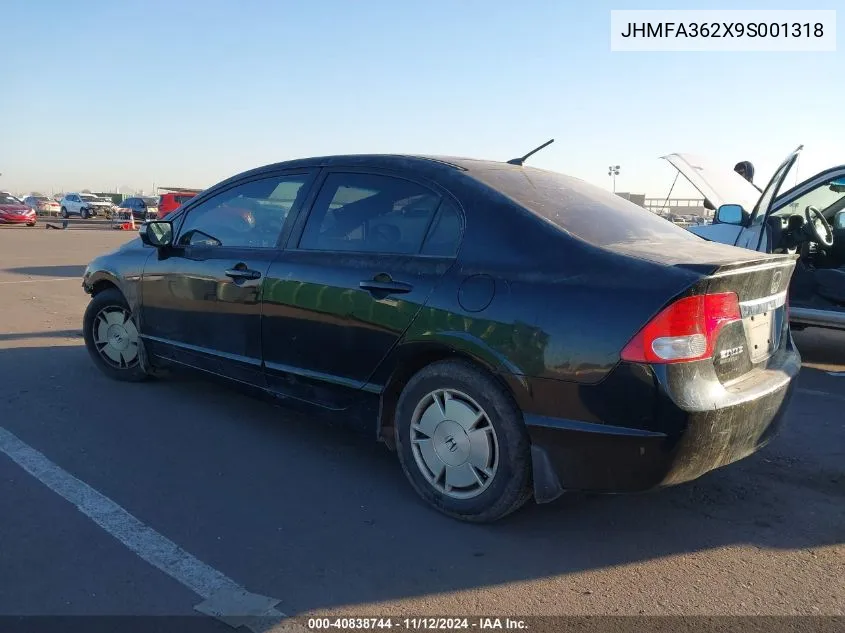 2009 Honda Civic Hybrid VIN: JHMFA362X9S001318 Lot: 40838744