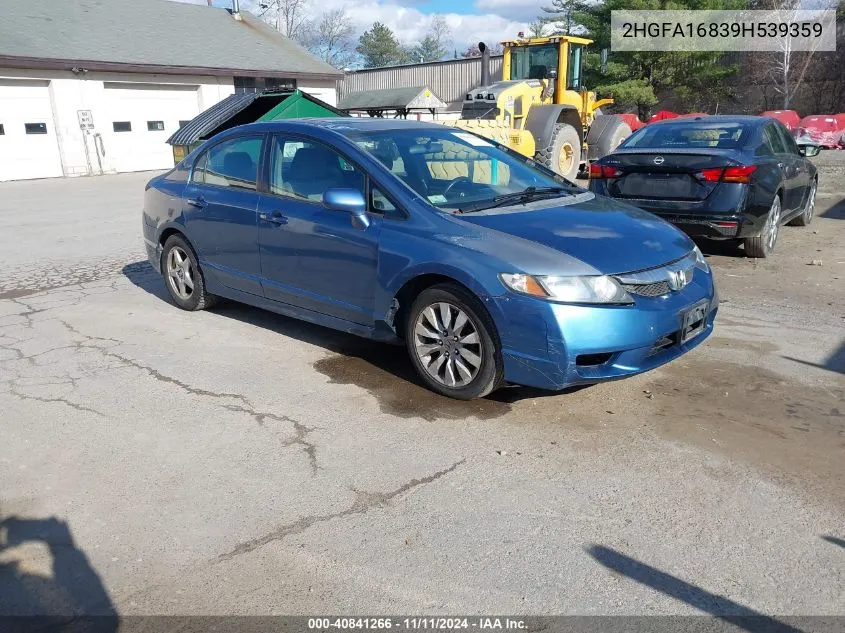 2009 Honda Civic Ex VIN: 2HGFA16839H539359 Lot: 40841266