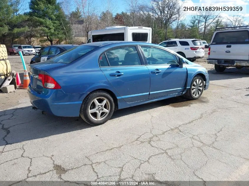 2009 Honda Civic Ex VIN: 2HGFA16839H539359 Lot: 40841266