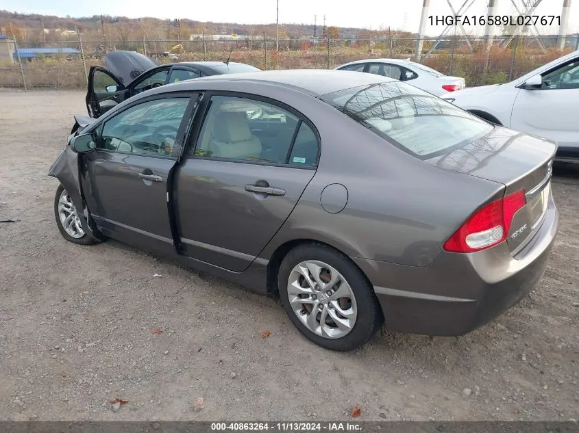 2009 Honda Civic Lx VIN: 1HGFA16589L027671 Lot: 40863264