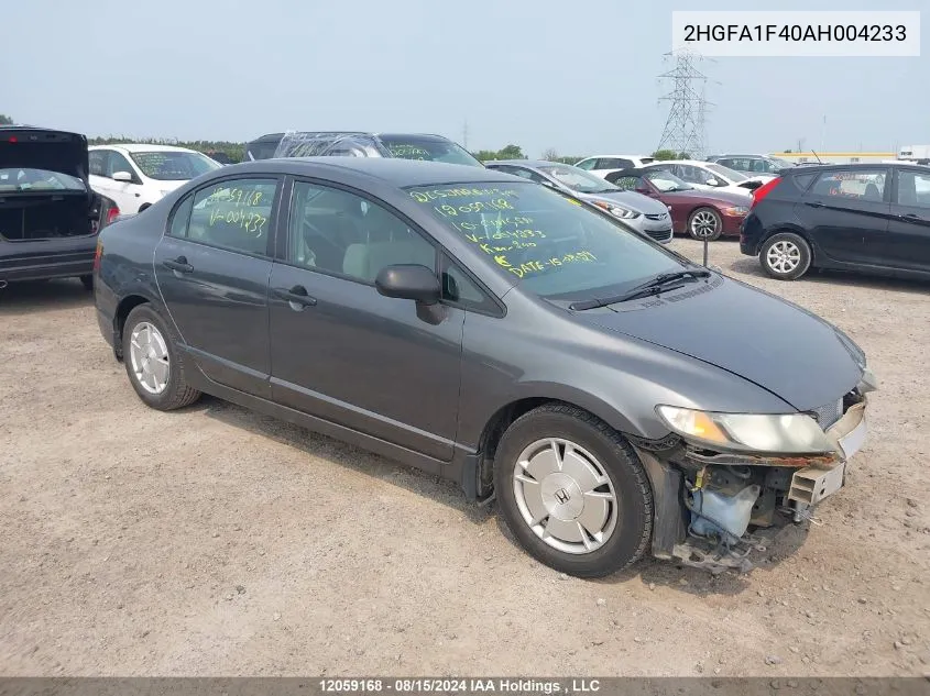 2HGFA1F40AH004233 2010 Honda Civic Sdn