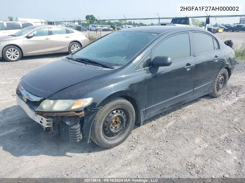 2HGFA1F27AH000002 2010 Honda Civic Dx