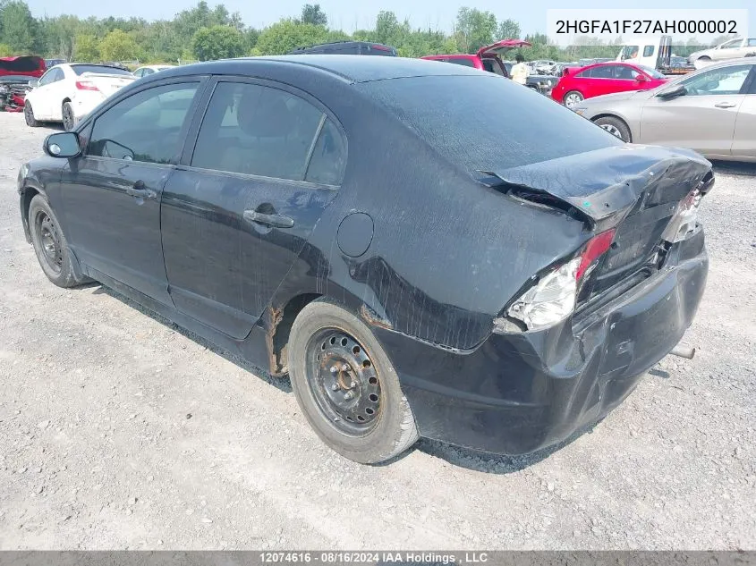 2HGFA1F27AH000002 2010 Honda Civic Dx