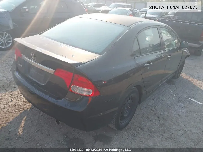 2010 Honda Civic Sdn VIN: 2HGFA1F64AH027077 Lot: 12094230