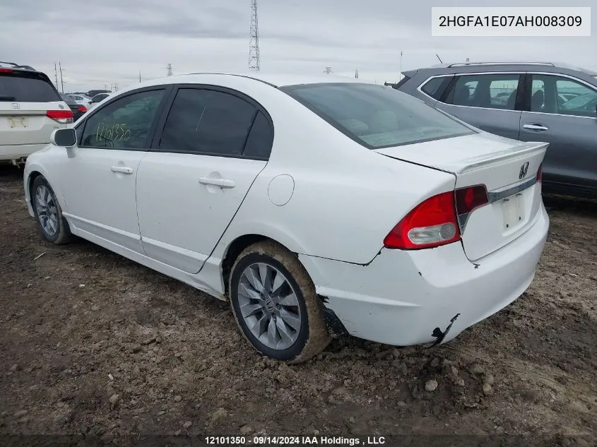 2010 Honda Civic Sdn VIN: 2HGFA1E07AH008309 Lot: 12101350