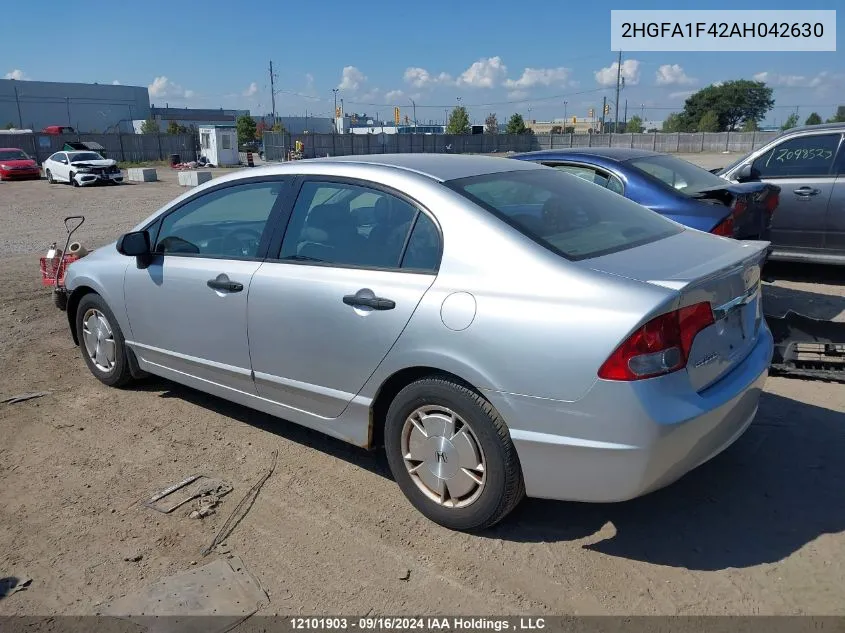 2010 Honda Civic Sdn VIN: 2HGFA1F42AH042630 Lot: 12101903