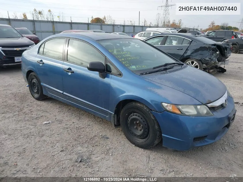 2010 Honda Civic VIN: 2HGFA1F49AH007440 Lot: 12106892