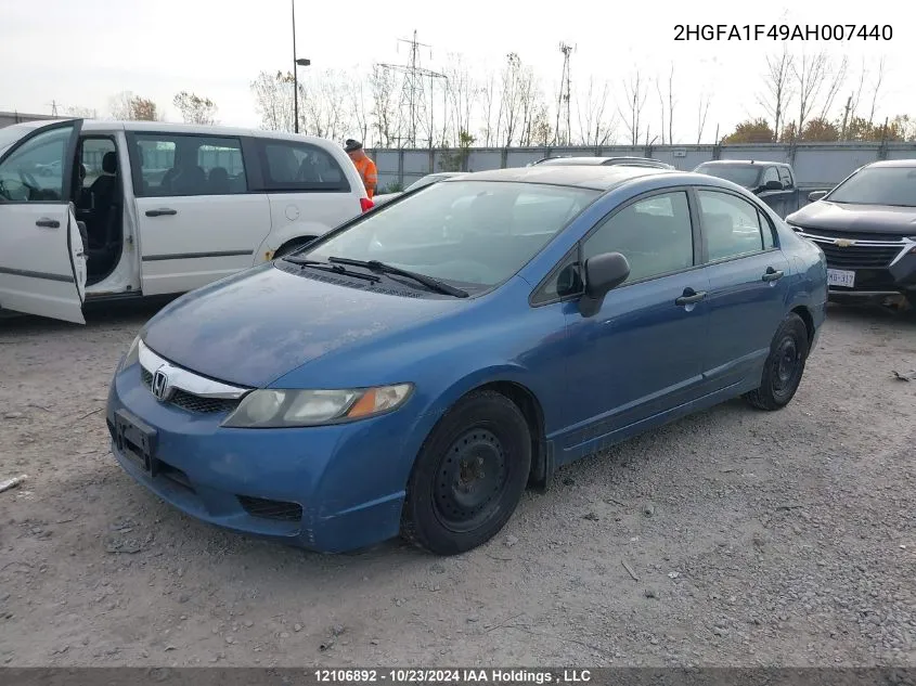 2010 Honda Civic VIN: 2HGFA1F49AH007440 Lot: 12106892