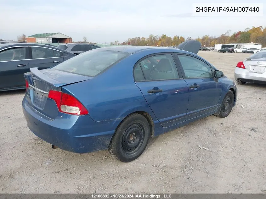 2010 Honda Civic VIN: 2HGFA1F49AH007440 Lot: 12106892