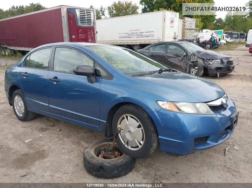 2010 Honda Civic Sdn VIN: 2HGFA1F48AH032619 Lot: 12119080