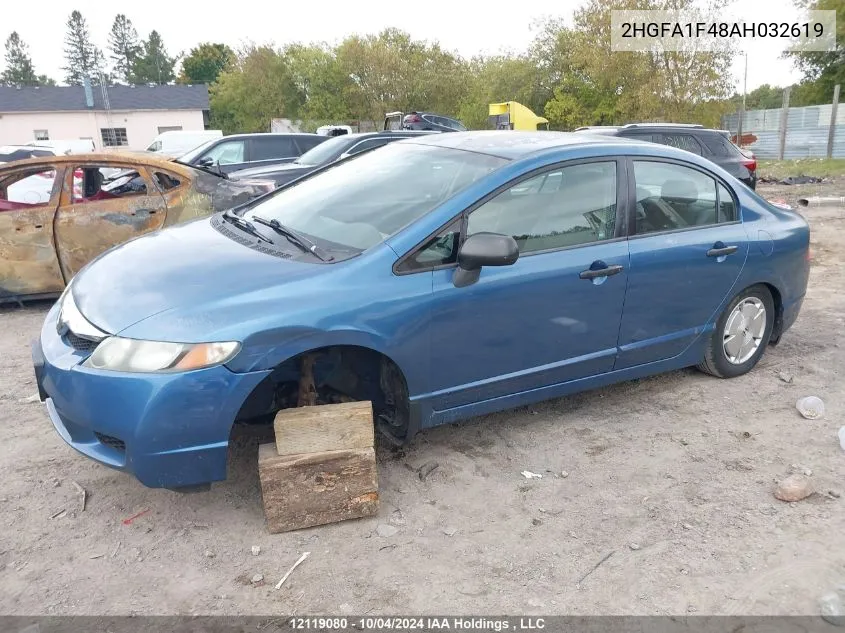 2010 Honda Civic Sdn VIN: 2HGFA1F48AH032619 Lot: 12119080