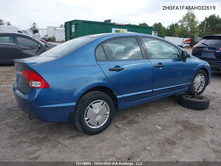 2010 Honda Civic Sdn VIN: 2HGFA1F48AH032619 Lot: 12119080