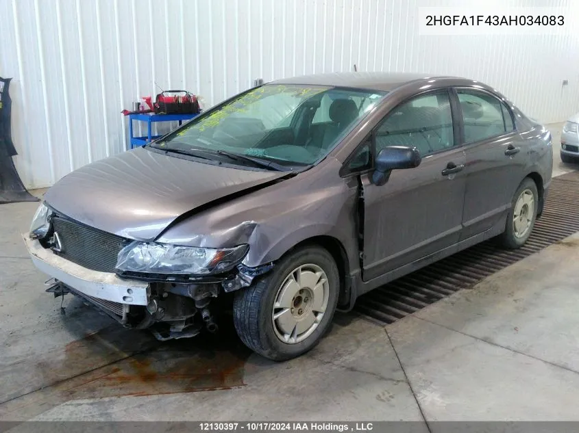 2010 Honda Civic Sdn VIN: 2HGFA1F43AH034083 Lot: 12130397