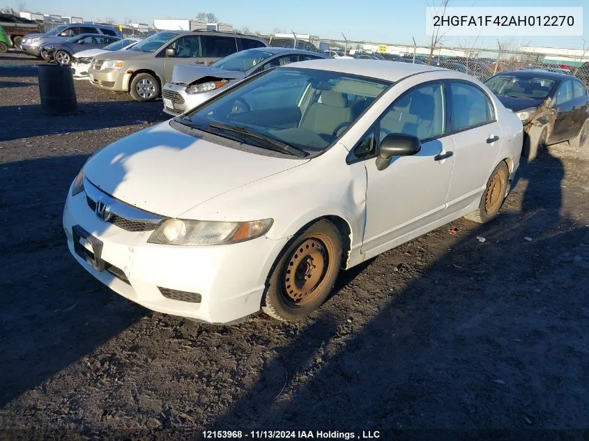 2010 Honda Civic VIN: 2HGFA1F42AH012270 Lot: 12153968