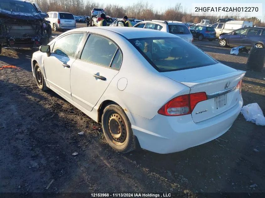 2010 Honda Civic VIN: 2HGFA1F42AH012270 Lot: 12153968