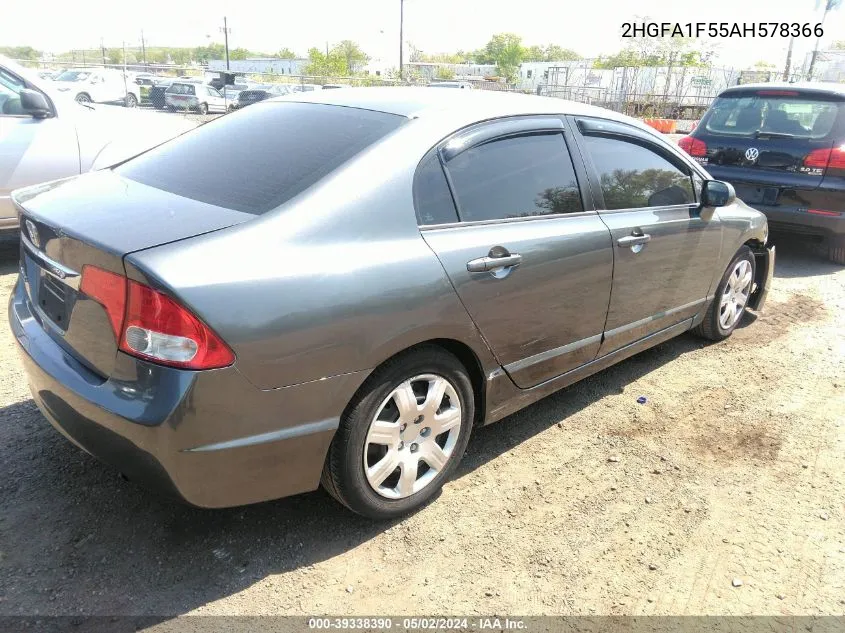 2010 Honda Civic Lx VIN: 2HGFA1F55AH578366 Lot: 39338390