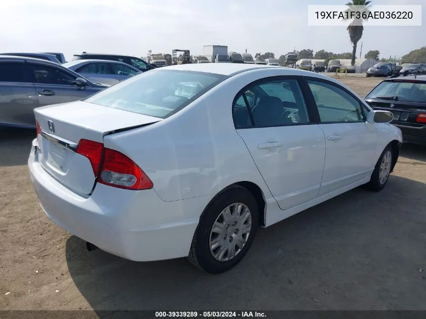 19XFA1F36AE036220 2010 Honda Civic Vp