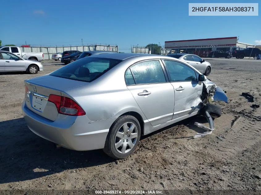 2010 Honda Civic Lx VIN: 2HGFA1F58AH308371 Lot: 39459274