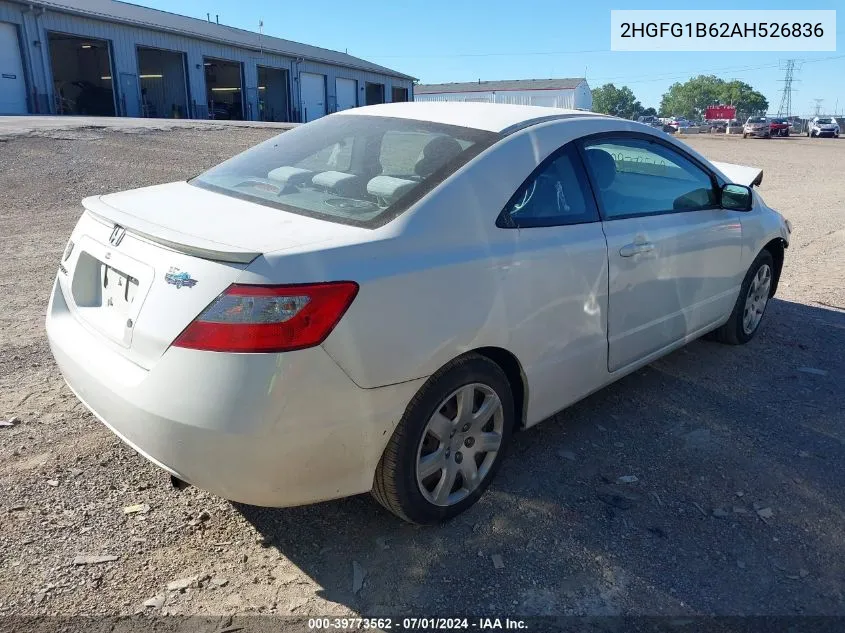 2010 Honda Civic Lx VIN: 2HGFG1B62AH526836 Lot: 39773562