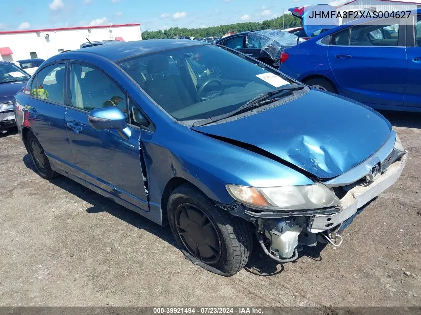 2010 Honda Civic Hybrid VIN: JHMFA3F2XAS004627 Lot: 39921494