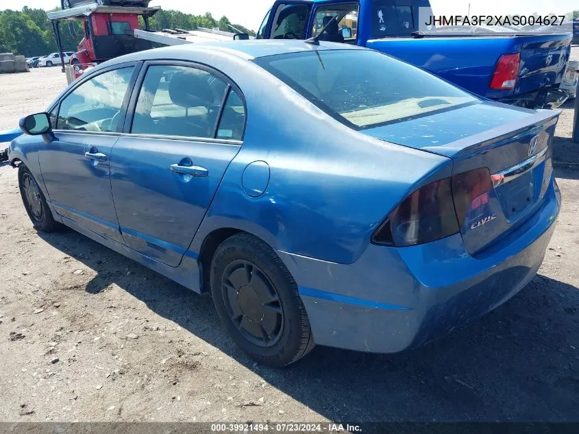 2010 Honda Civic Hybrid VIN: JHMFA3F2XAS004627 Lot: 39921494