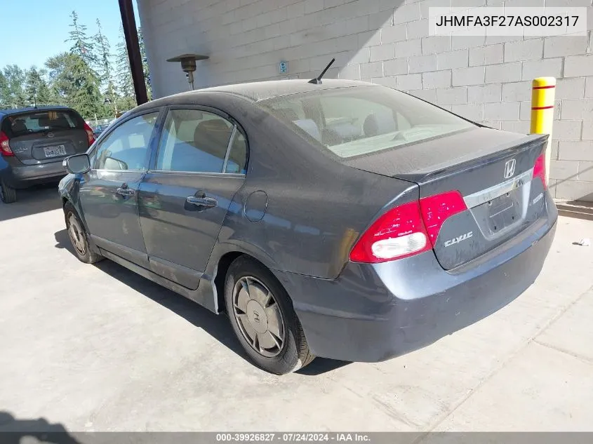 JHMFA3F27AS002317 2010 Honda Civic Hybrid