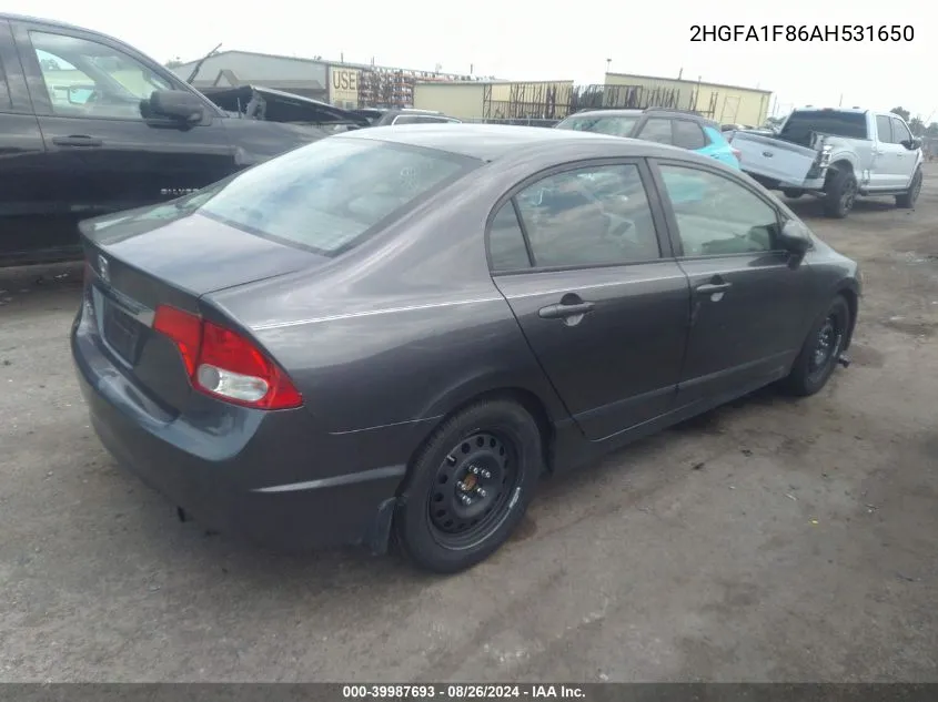 2HGFA1F86AH531650 2010 Honda Civic Ex