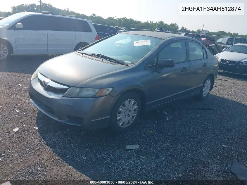 2HGFA1F34AH512874 2010 Honda Civic Vp