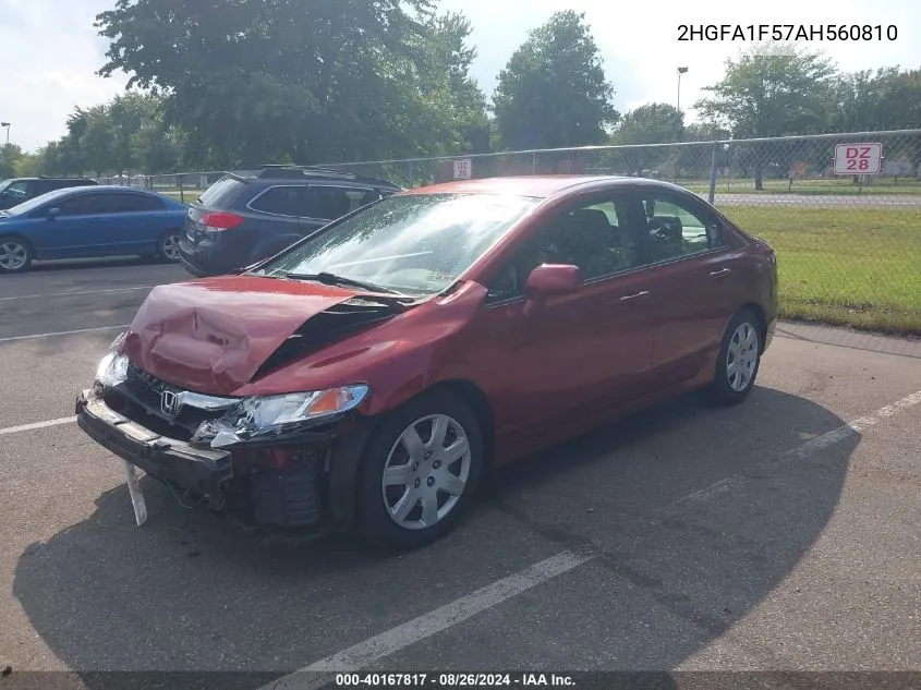 2010 Honda Civic Lx VIN: 2HGFA1F57AH560810 Lot: 40167817