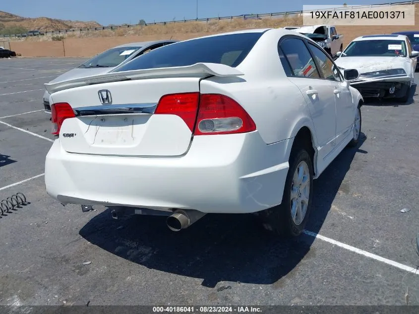 2010 Honda Civic Ex VIN: 19XFA1F81AE001371 Lot: 40186041